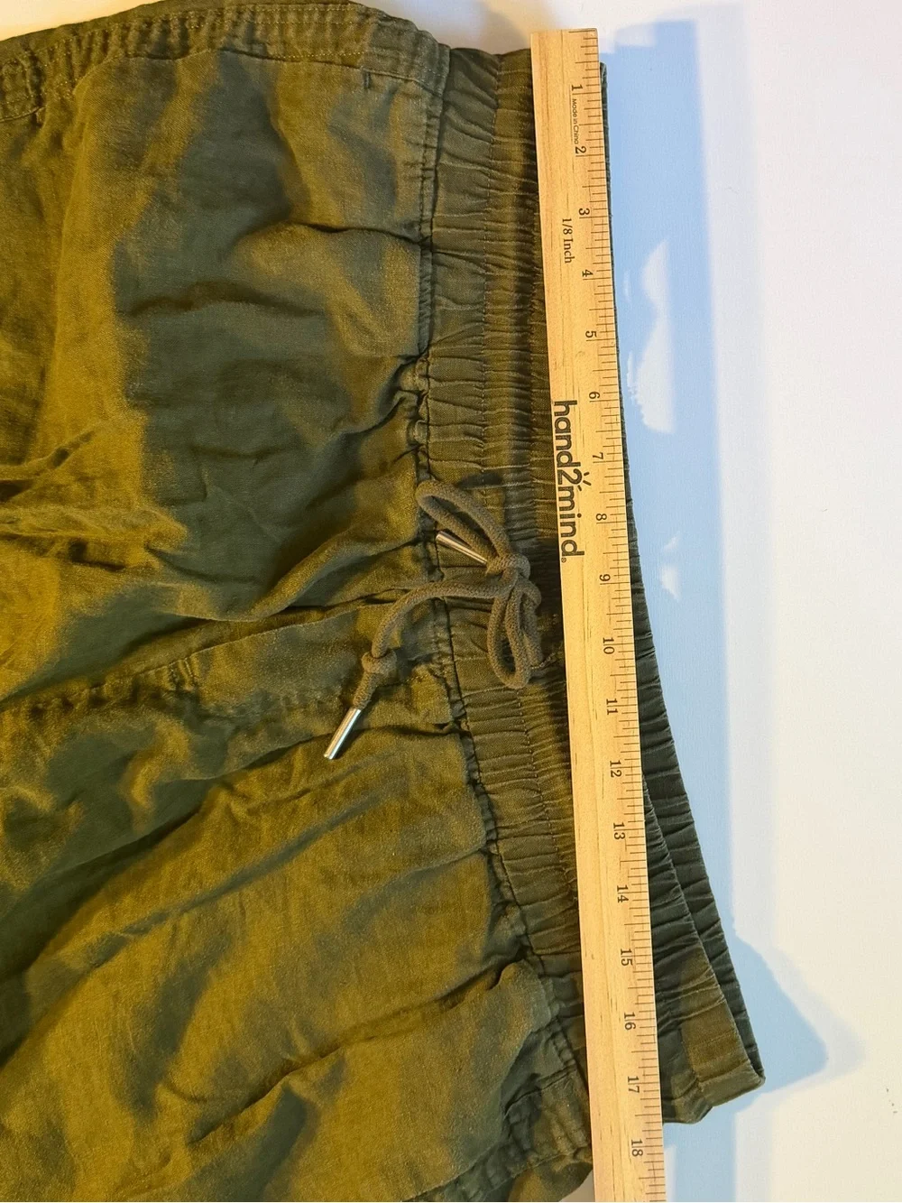 Quince | Linen Wide Leg Olive Green Pants Drawstring Chinos XL
